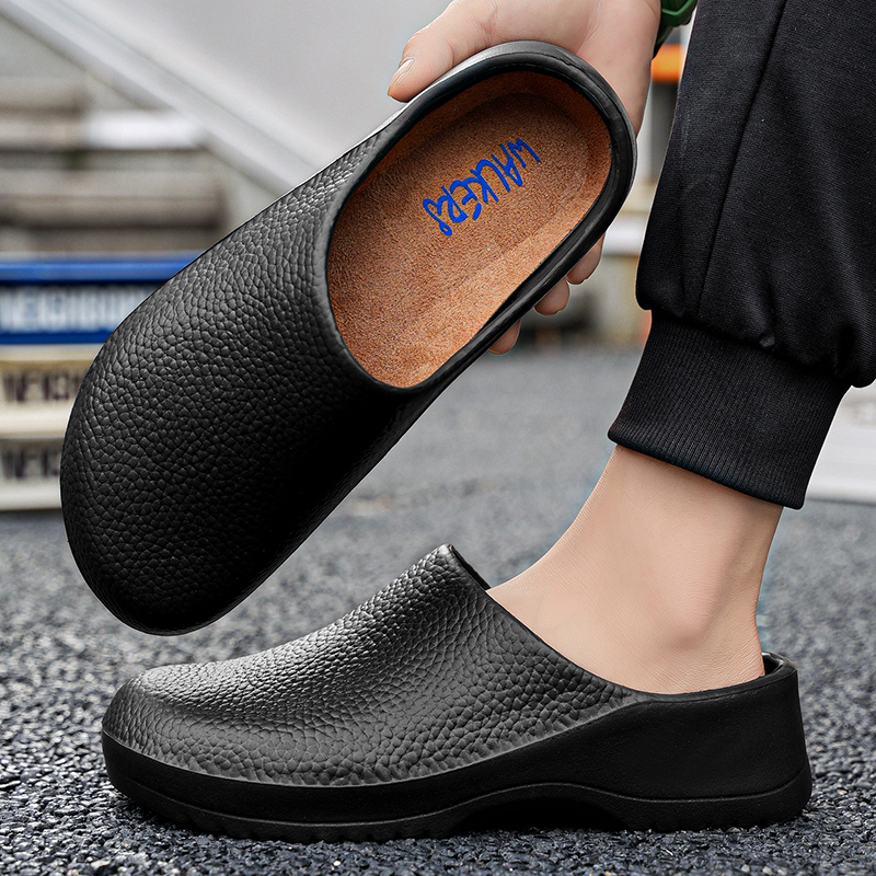 Kitchen Gadgets For Men - カップルシェフシューズ四季防水アンチスリップ男性と女性のカジュアルビジネスワークシューズファッションコンフォートハーフEVAシューズ
