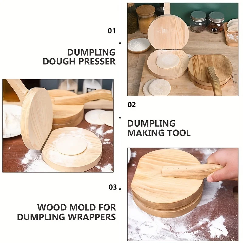 木製の手動式生地ローラー1個、トルティーヤ生地や餃子の皮を作 - Kitchen Gadgets Dumpling Maker のレビューと価格